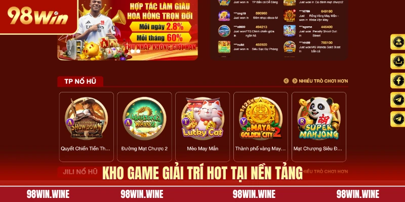 Kho game giải trí hot tại nền tảng