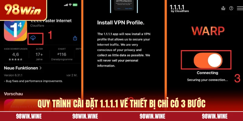Quy trình cài đặt 1.1.1.1 về thiết bị chỉ có 3 bước